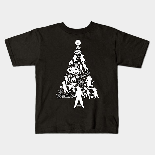 Dragon Ball Z Christmas Tree Silhouette White Kids T-Shirt by Rebus28